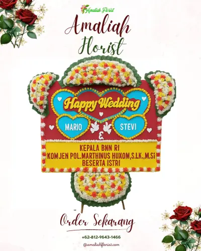 Karangan Papan Bunga Pernikahan di Gedongan